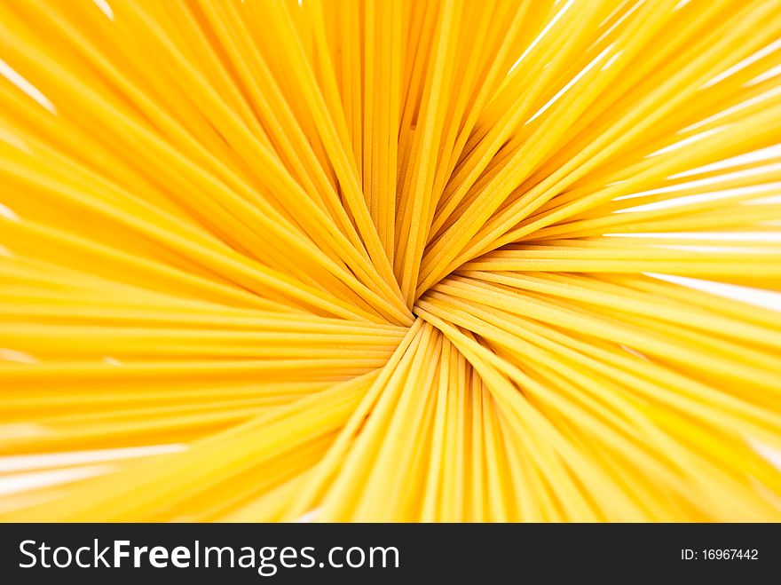 A bunch of spaghetti on white background