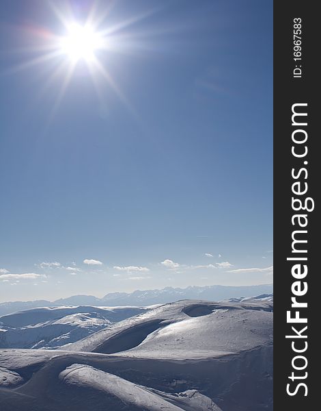 Winter landscape on Bjelasnica mountain in Bosnia