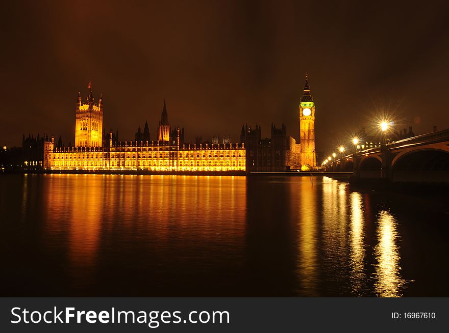 A Nightscape of the Houses of Parliament. A Nightscape of the Houses of Parliament