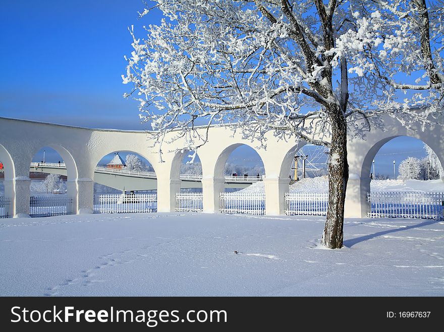 Aging wall on a snowy field