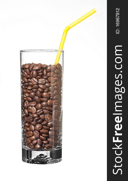 Glass cup of coffee isolated on a white
