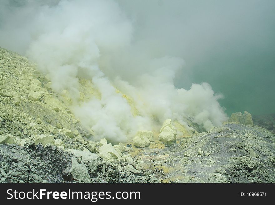 Inside the crater of Kawah Ijen - indonesia - East Java. Inside the crater of Kawah Ijen - indonesia - East Java