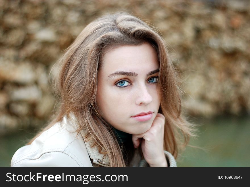 Portrait of pretty young girl feeling lonely. Portrait of pretty young girl feeling lonely
