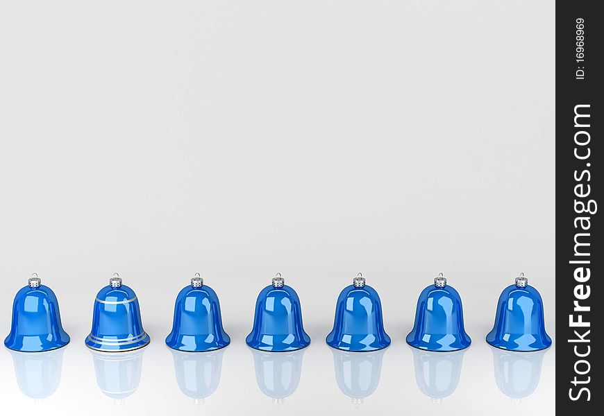 Blue Christmas hand bell on a white background. Blue Christmas hand bell on a white background