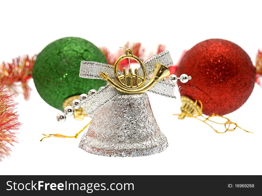 Christmas decorations on white, isolated