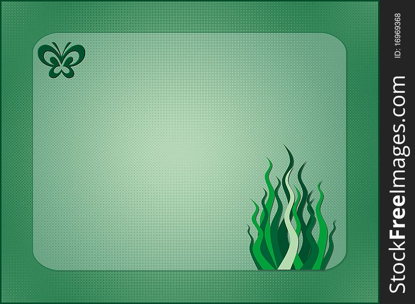 Green card with butterfly-Illustration