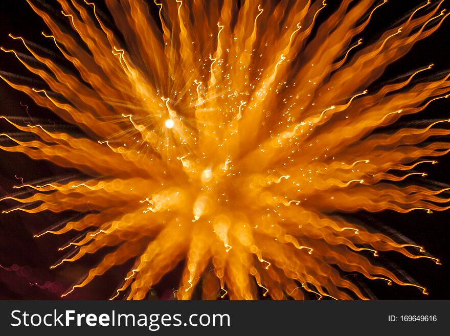 Colorful Fireworks display celebration. Fireworks light up the sky. Abstract background