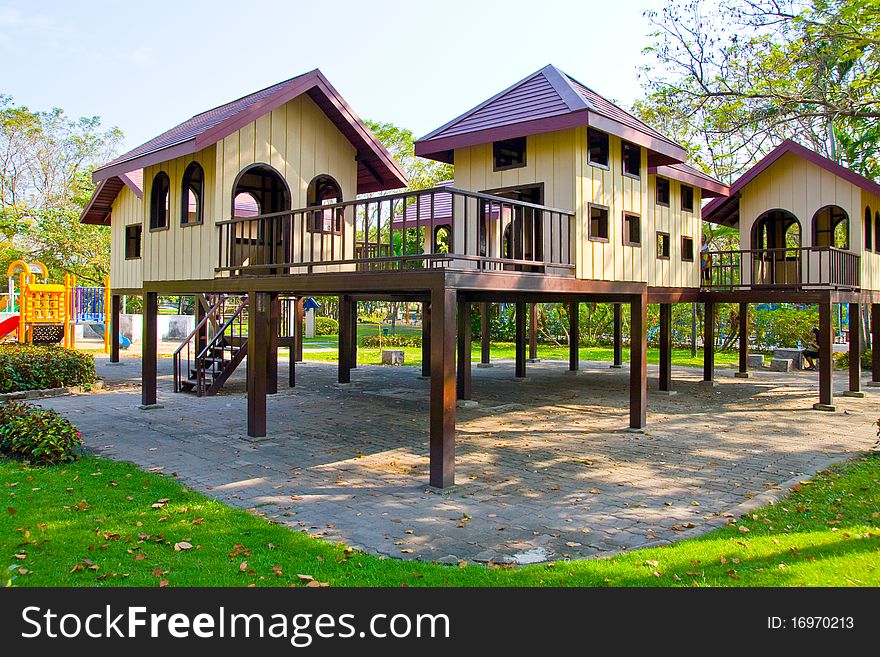 Plastic house at the playground