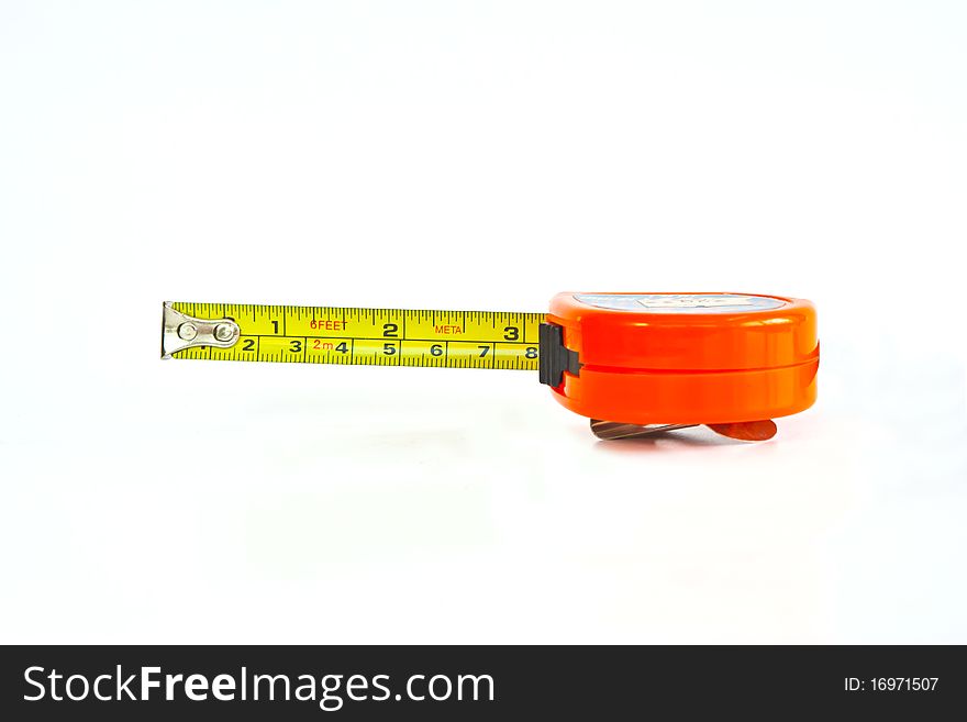 A measure tape on white background