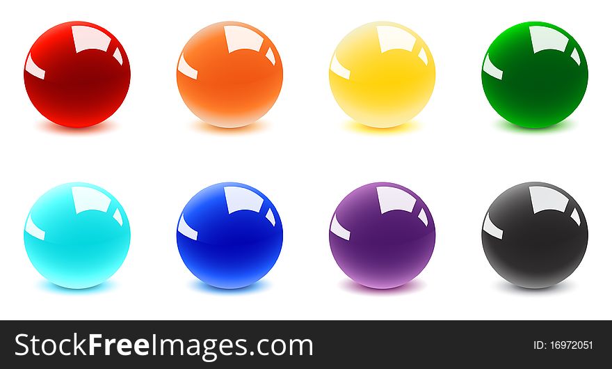 Set of 8 rainbow balls. Set of 8 rainbow balls