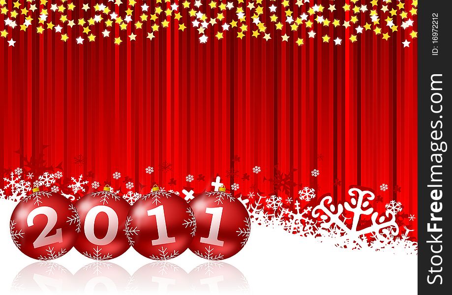 2011 new year illustration with christmas balls