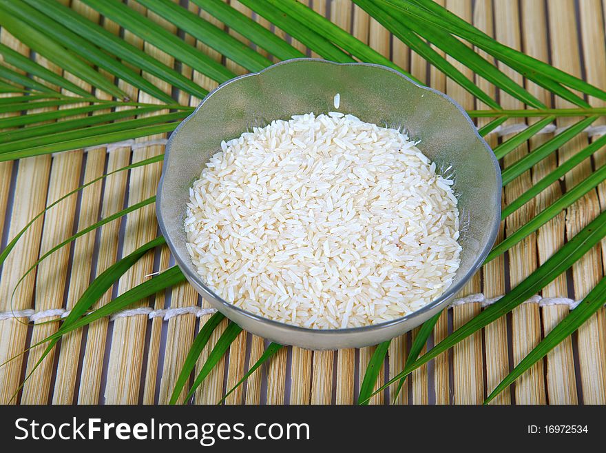 Hybrid rice bowl on wooden background.