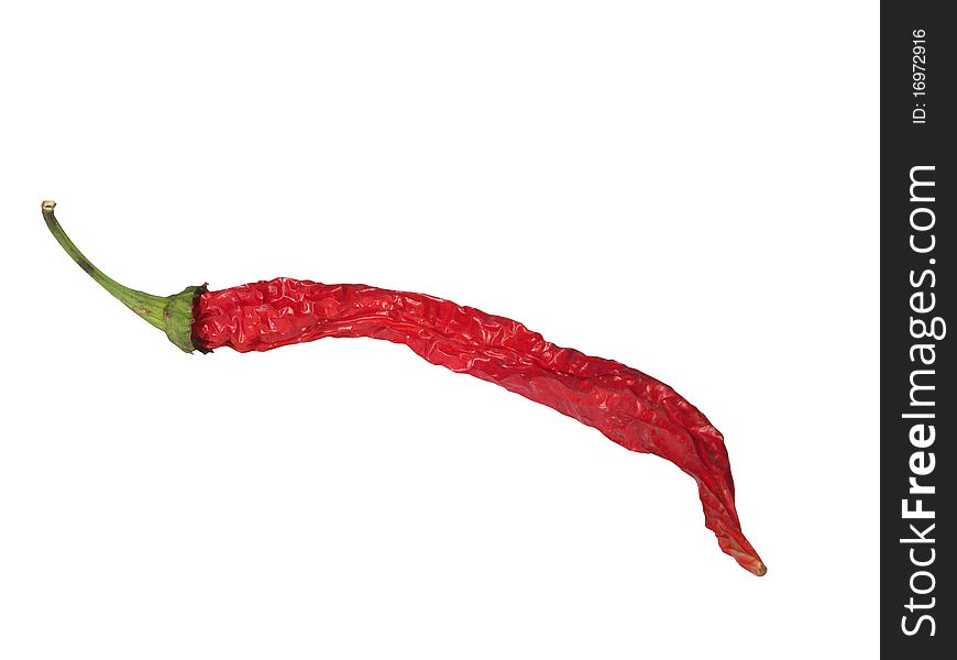 Pod of red pepper on a white background