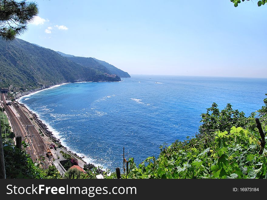 A landscape of the coast of Cinque Terre, in Liguria, Italy. A landscape of the coast of Cinque Terre, in Liguria, Italy.