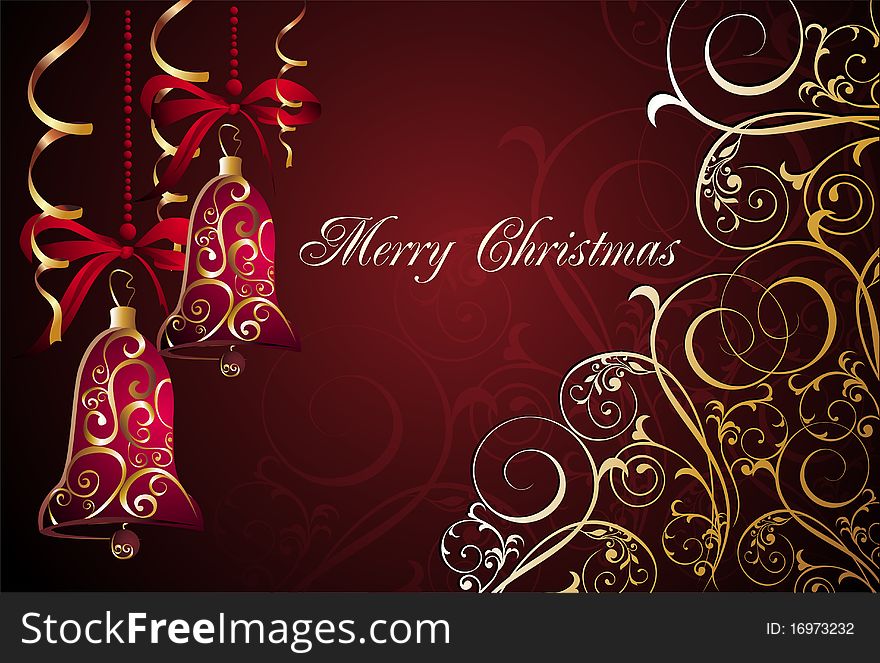 Christmas floral background with bells