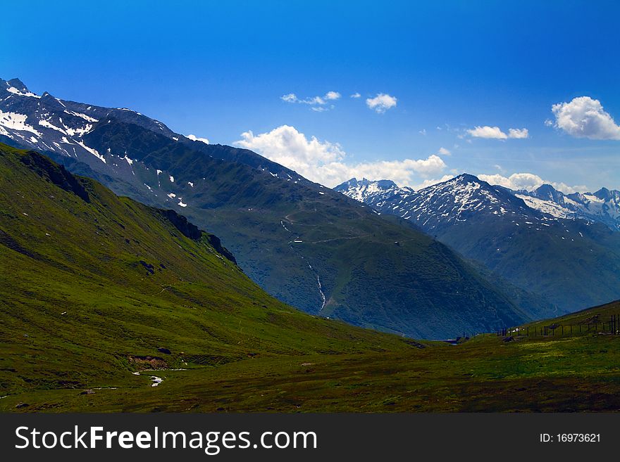 View of the scenery in the mountains of Switzerland. View of the scenery in the mountains of Switzerland