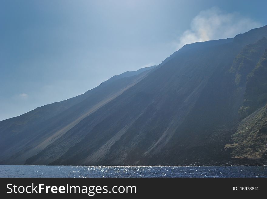 Lava slope of strombolis volcan. Lava slope of strombolis volcan