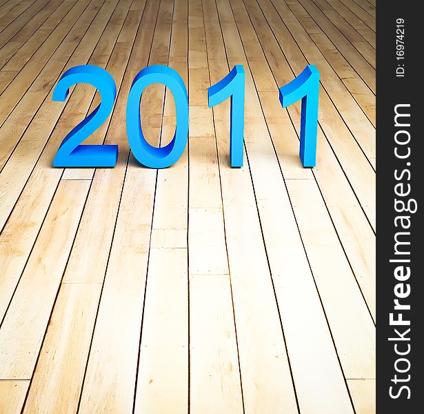 3d New Year 2011 On Wood Background