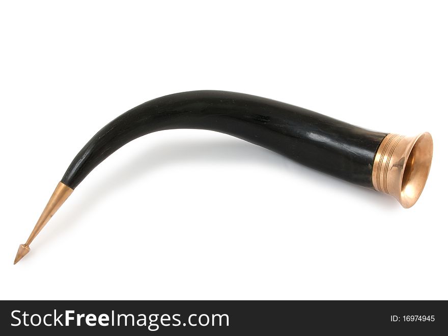 Drinking-horn is isolated on a white background