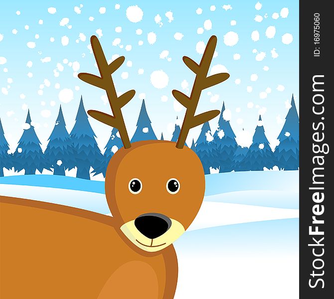 Deer with snow background vector