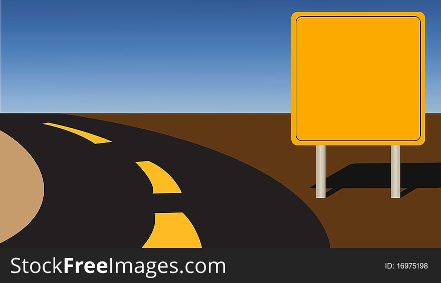 Vector Illustration of a blank road sign on blue sky background that you could add text to