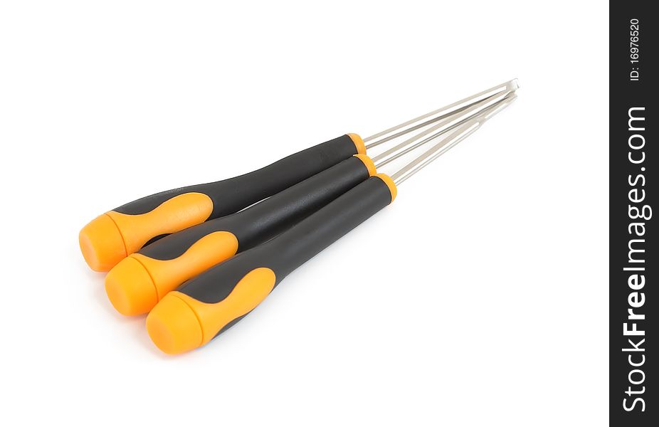 A set of three screwdrivers