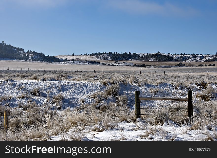 Rolling hills and pastures in glendo wyoming