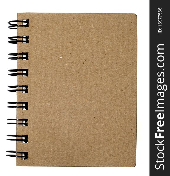 Mini notebook brown cover with white background. Mini notebook brown cover with white background