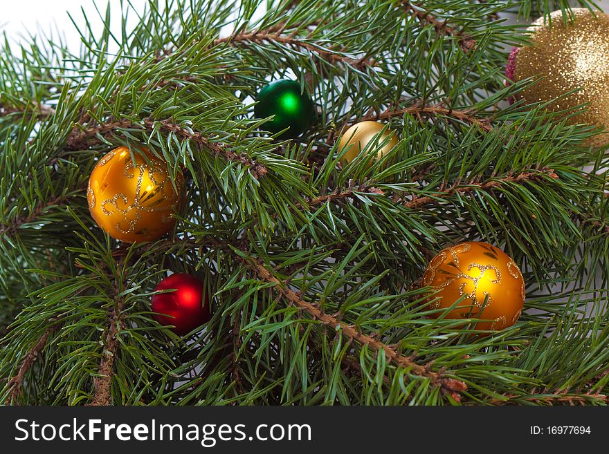 Christmas fir with decoration and balls