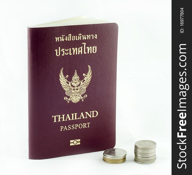 Thai passport book thailand baht coins. Thai passport book thailand baht coins
