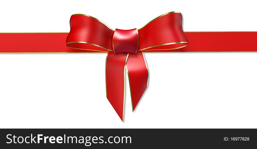 Computer generated image of a red ribbon over a white background.