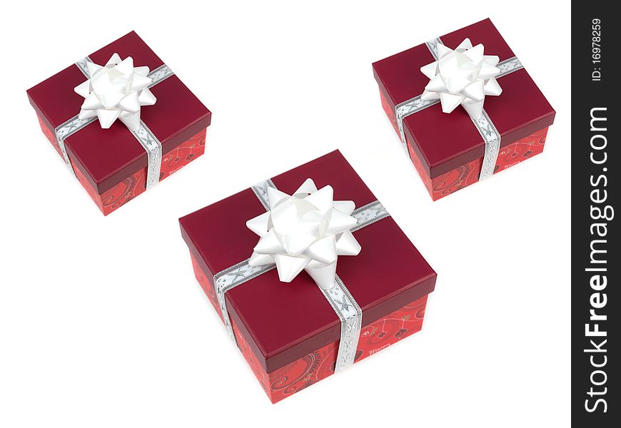 Christmas presents isolated against a white background