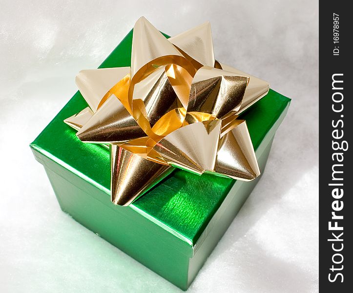 Green Gift Box With Gold Bow