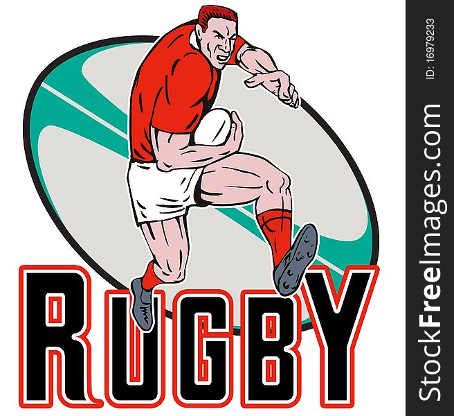Cartoon Rugby Player Fending