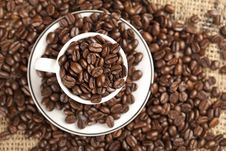Espresso Cup Full With Coffee Beans. Stock Photography Espresso Cup Full With Coffee Beans. Stock Photography