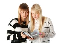 Two Beautiful Girls Read Diary Book Stock Images Two Beautiful Girls Read Diary Book Stock Images