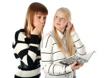 Two Beautiful Girls Read Diary Book Royalty Free Stock Photos Two Beautiful Girls Read Diary Book Royalty Free Stock Photos