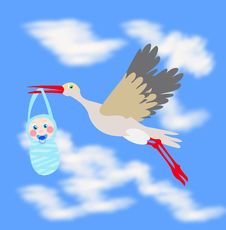 Stork Carrying Infant In Beak Royalty Free Stock Photos Stork Carrying Infant In Beak Royalty Free Stock Photos