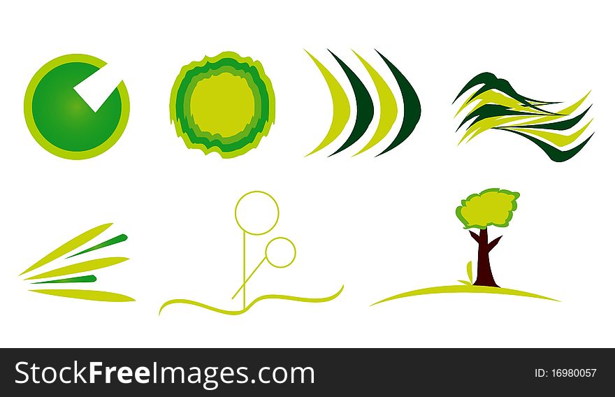 Green business logo collection on white