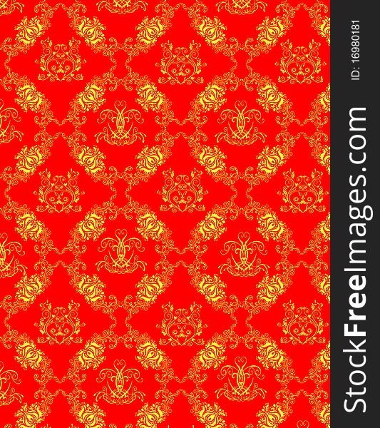 Flower pattern with red background