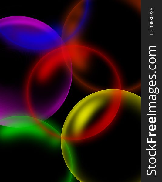 Bubble color illustration with black background