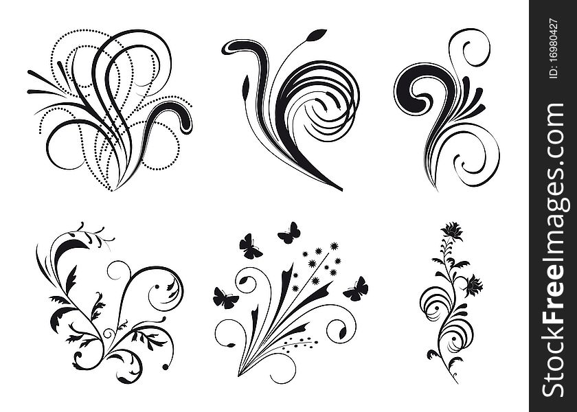 Set of floral design elements