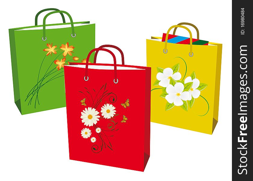 A collection of colorful shopping bags. A collection of colorful shopping bags