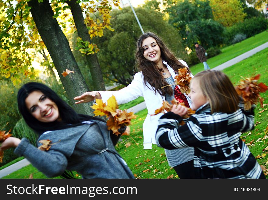 Family in autumn park