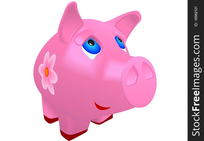 Clay pig a coin box in a vector isolated on a white background