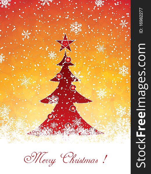 Golden invitation card template - Christmas tree. Golden invitation card template - Christmas tree
