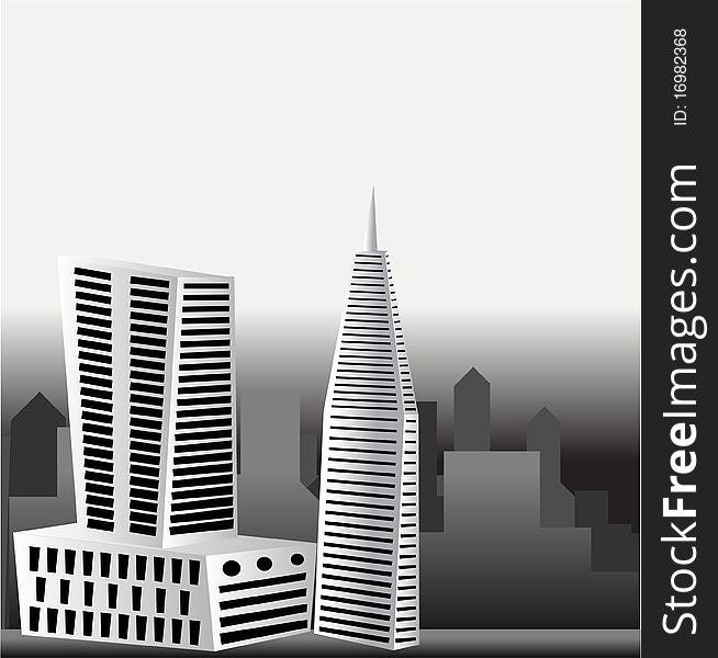 Cartoon urban buildings grey background. Cartoon urban buildings grey background