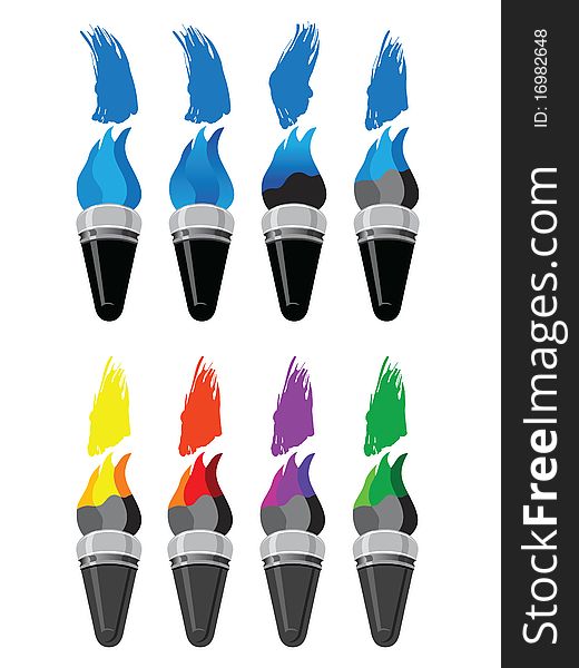 Paint brushes against white background, abstract vector art illustration