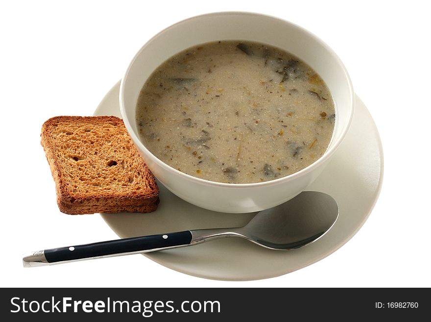 Black beans soup with toast