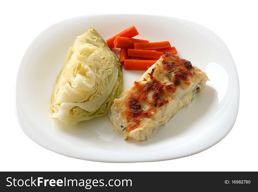 Codfish Baked With Cheese And Vegetables